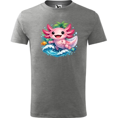 Detské tričko Axolotl vo vlne tmavosivý melír