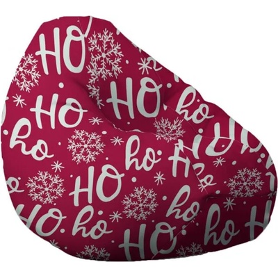 Pufrelax Пуф круша 320л. , Nirvana Grande, Ho-Ho-Ho, Водоустойчив, Перящ се калъф, Пълнеж от Полистиролни перли, принт