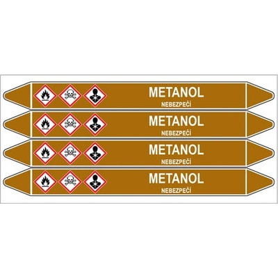 Značení potrubí, metanol,4 ks, 250 × 26 mm PZ 008180