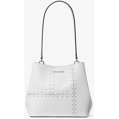 Michael Kors Pratt medium kožená kabelka a logo bílá