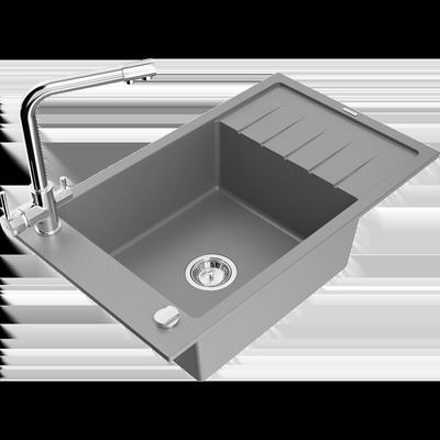 Elias мивка от гранит 1-камерна с отцеждачка и кухненски смесител Duero, сив - 6511-71-671600-00 (6511-71-671600-00)
