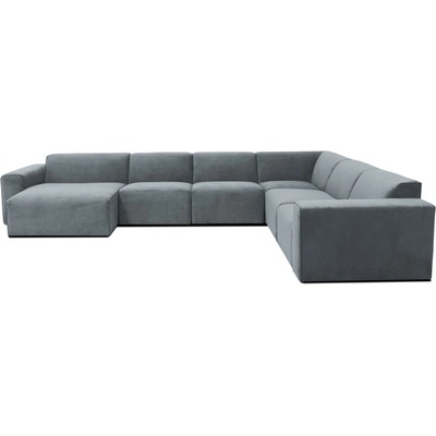 Scandic Сив ъглов диван от рипсено кадифе (десен ъгъл) Sting - Scandic (STING U CORNER RIGHT WAVE grey 20)