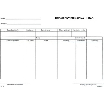 Igaz 42 Príkaz na úhradu hromadný, A5, 100 listov, samoprepis