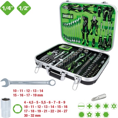 KS tools COMPETITION 1/4"+1/2" univerzálna súprava náradia, 143-dielna 512.0144