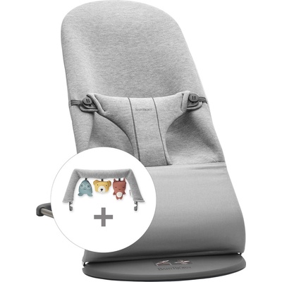 BabyBjörn Bliss světle šedá 3D Jersey + hračka textilní Soft friends
