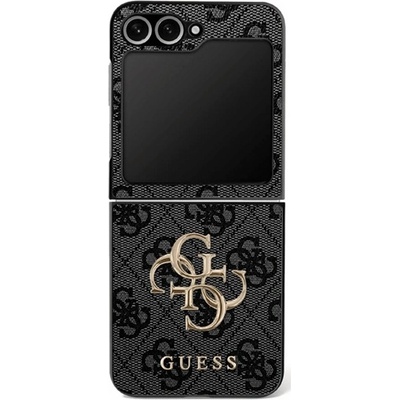 CG Mobile Samsung Z Flip7 GUESS BIG 4G CLASSIC LOGO силиконов протектор за телефон пластмасов заден капак, заден капак с ефект на еко кожа, ЧЕРЕН GUHCZF74GMGGR (GUHCZF74GMGGR)