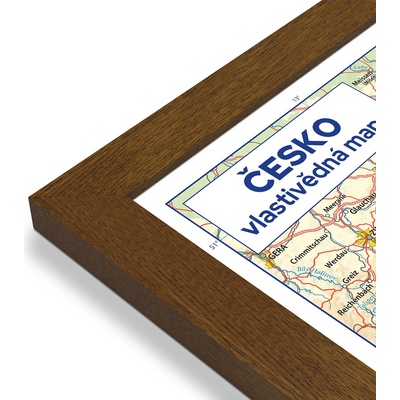 Excart Maps Česko – nástěnná vlastivědná mapa 136 x 87 cm Varianta: mapa v dřevěném rámu, Provedení: Pegi tmavý ořech