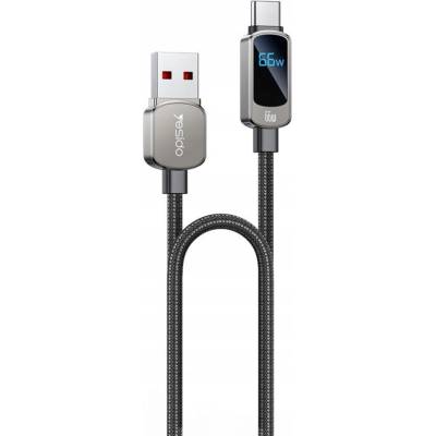 Yesido Кабел за данни - Yesido CA128C - USB → Type-C, LED дисплей, fast charge 66W, 5A, 480Mbps, 1.2m - Черен