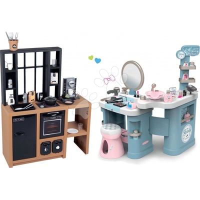 Smoby Set kuchynka moderná Loft Industrial a kozmetický salón elektronický My Beauty Center 3v1