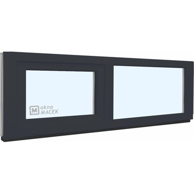 KNIPPING Plastové okno - 70 AD, 2100x500 mm, FIX/S, antracit Sklo: čiré, Barva, imitace: antracit/bílá (jednostranně)