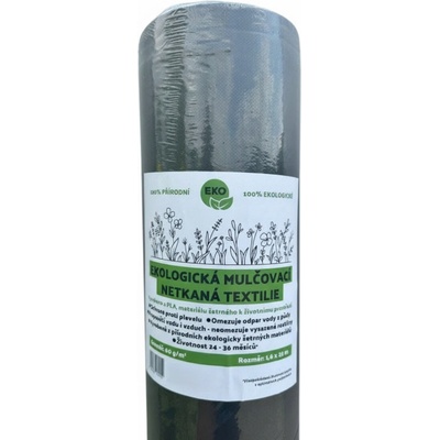 Spunbond Ekologická netkaná textilie ECO PLA, 60g/m2, 25m x 1,6m černá, 100% rozložitelná – Zboží Mobilmania