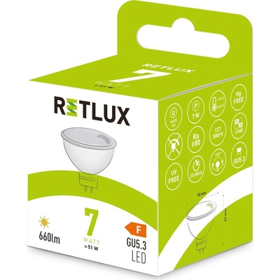 Retlux RLL 420 GU5.3 spot 7W 12V teplá biela