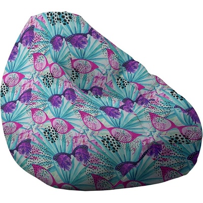 PUFRELAX Пуф круша 320л. , Nirvana Grande, Sunglasses, Водоустойчив, Перящ се калъф, Пълнеж от Полистиролни перли, принт (PUF-G-NGR-TEXP-SGL)