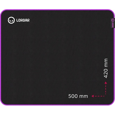 LORGAR Main 315, Gaming mouse pad, High-speed surface, Purple anti-slip rubber base, size: 500mm x 420mm x 3mm, weight 0.39kg (LRG-GMP315)