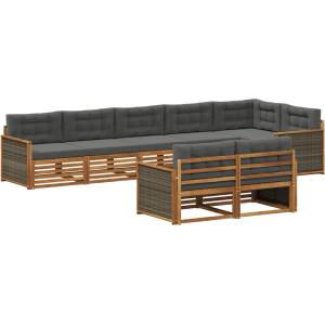 vidaXL Комплект дивани за открито 8 бр. Натурален и Антрацит (3383500)