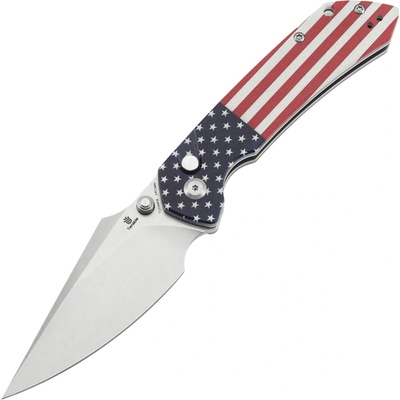 Tenable Knives Fenrir Stonewashed 14C28N,Jade G10+ American Flag Print T1034F8