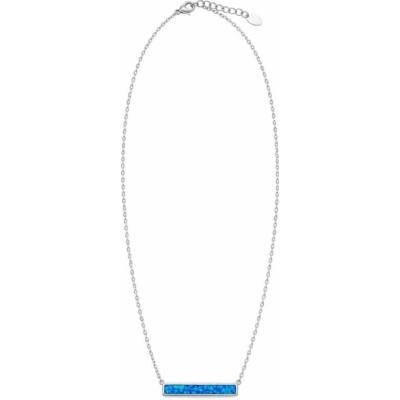 Šperky Nina Stříbrný náhrdelník minimalistická lišta s modrým opálem 560