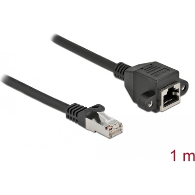 Delock Удължителен мрежов кабел S/FTP RJ45 мъжки - RJ45 женски Cat. 6A, дължина 1 m, черен