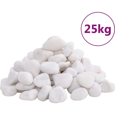 vidaXL Полирани камъчета 25 кг бели 2-5 см (155330)