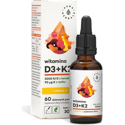 Aura Herbals Витамин D3 + K2 + Oмега-3 30 ml капки | Aura Herbals (11136 AH)