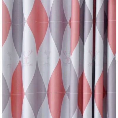 Zatemňovací závěs s geometrickými tvary se zavěšením grommet top - Červeno šedý, 100 x 130 cm