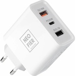 Neofier Захранване за ел. мрежа с 2xUSB-A и USB-C изходи с технология за бързо зареждане - NeoFier Travel Charger 2xUSB-A And USB-C 20W (бял) (NFC04WACA)