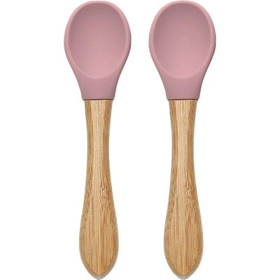 Lorelli Силиконови лъжички с бамбук Lorelli - Natural, 2 броя, Deep Pink (10230680002)