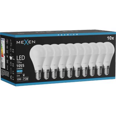 Mexen Nova 10x LED крушка E14, G45, 10W, Студена - 6500K, 1055 lm - L101-E14-1065-01x10 (L101-E14-1065-01x10)