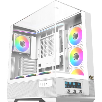 Kутия Xigmatek Vision Arctic - 7 ARGB Fans included, LCD Display Panel, Smart Fan Control, E-ATX (EN45219)