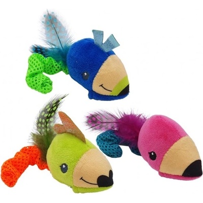 Nobby Играчка за котка, плюшени мишки с привличаща билка и пера, 8 см - 1 бр, nobby Германия 52072