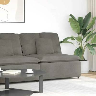 vidaXL Modulární středový modul pohovky s polštáři světle šedá 100 cm
