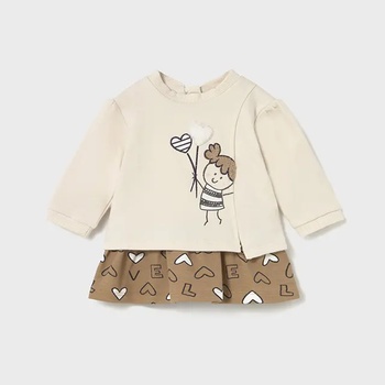 Mayoral Рокля комбинирана мек плат в цвят керамика и сърца за новородено момиче Mayoral