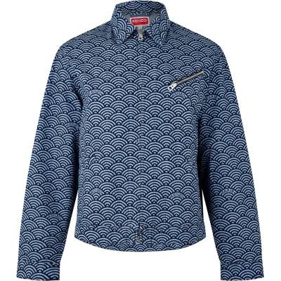 KENZO Яке KENZO Men's Seigaiha Wave Pattern Structured Denim Jacket - Blue Denim