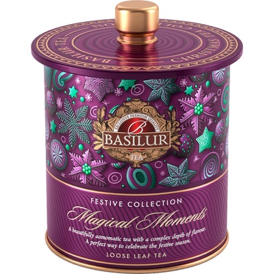 Basilur Festive Tea Magical Moments plech Černý čaj aromatizovaný s ochucujícími čá 75 g