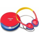 Lenco CD-021 CD player for children - portable CD player - Discman - headphones with volume limiter - reads CD-R/RW - integrated battery - with charging cable - red/blue, CD-021KIDS