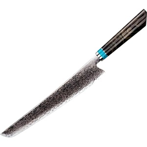 HARAHU Дамаски кухненски нож ZE-37412 - Slicer / Кафяв / Син KP37412