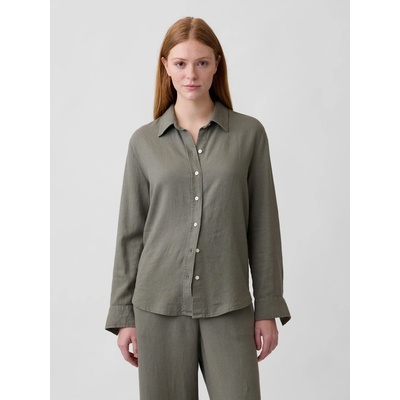 GAP Košile z lněné směsi Easy Shirt Zelená