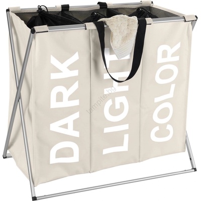 Wenko 3440113100 - Кош за пране TRIO 63x57 cm бежов/черен/сребрист (WE0401)