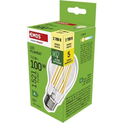 Emos LED žárovka Filament A60 A CLASS E27 7,2 W 100 W 1521 lm teplá bílá
