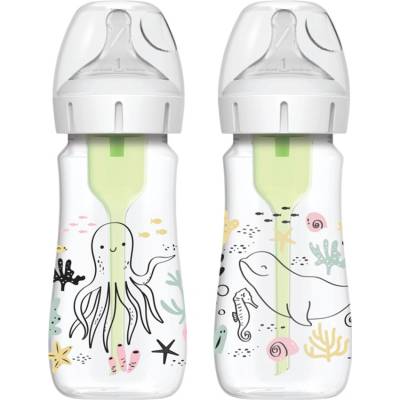 Dr. Brown's kojenecká antikoliková láhev Oceán Options+ WideNeck 270ml 2 ks WB92028