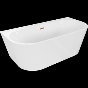 Mexen Oval+ свободностояща вана до стената 170 x 80 cm, бяла, преливник четкана (52681708000-65)