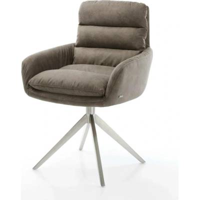 Delife Abelia-Flex s područkami mikrovlákno taupe vintage křížová podnož široká nerezová ocel