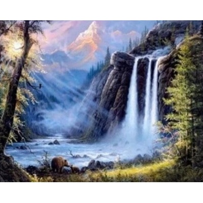 Norimpex diamantové maľovanie Vodopád v horách 30 x 40cm