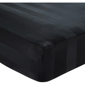 Catherine Lansfield Черен еластичен сатенен чаршаф 150x200 cm So Soft Satin Stripe - Catherine Lansfield (BD/61208/W/KFD/BK)
