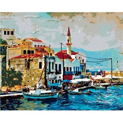 zuty Malování Podle Čísel Krásné Kastelorizo Bay V Řecku 80 x 100 Cm Plátno