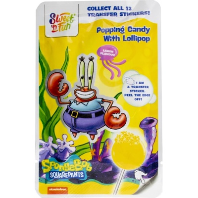 Sponge Bob popping candy lízátko s práskacím práškem a velkou samolepkou 15 g