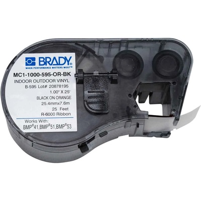 Brady MC1-1000-595-OR-BK / 131593, лепилна лента 25.40 mm x 7.62 m (MC1-1000-595-OR-BK)