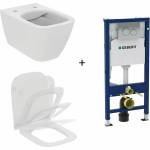 Ideal Standard Комплект за окачване на тоалетна чиния Ideal Standard I. life B с тънък капак с плавно затваряне и казанче, вградена рамка и хромиран капак (T461401+T500301+458.134.21.3)