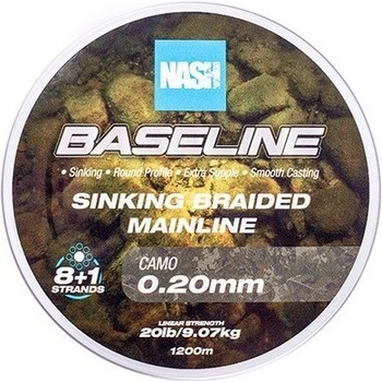 Nash Splietaná Šnúra Baseline Sinking Braid Camo 1200 m 0,20 mm 9,07 kg