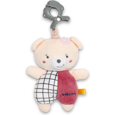 Baby Mix plyšová s hracím strojkem Medvídek růžový